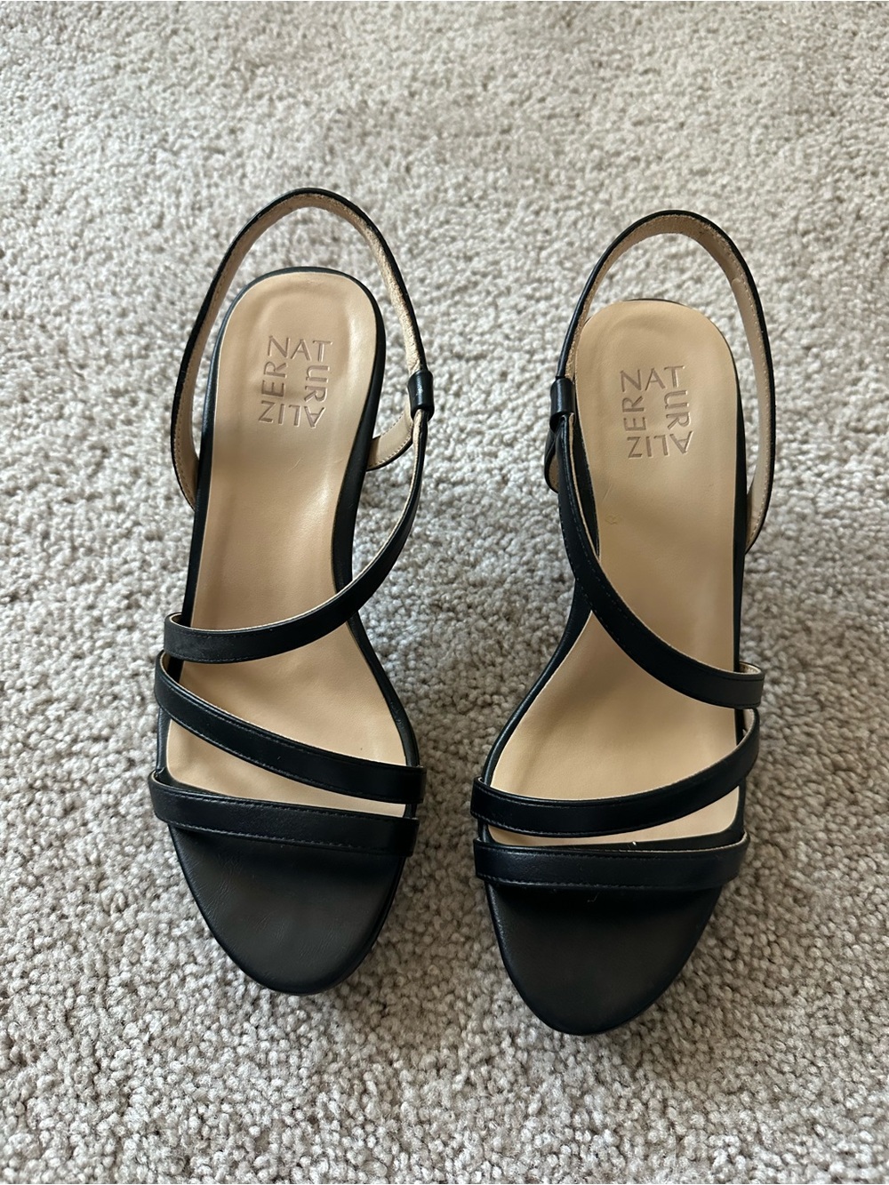 Naturalizer Black Strappy Slingback Heels